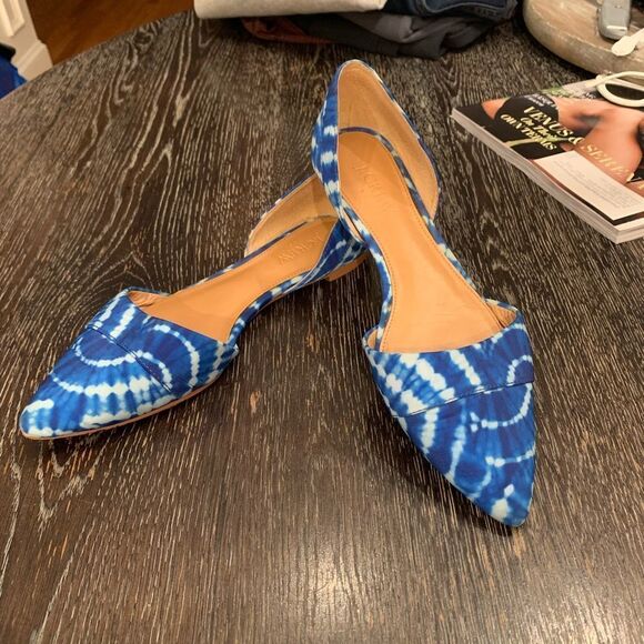 J. Crew Blue Tie Dye D’Orsay Flats sz 7-1/2 - Picture 2 of 7
